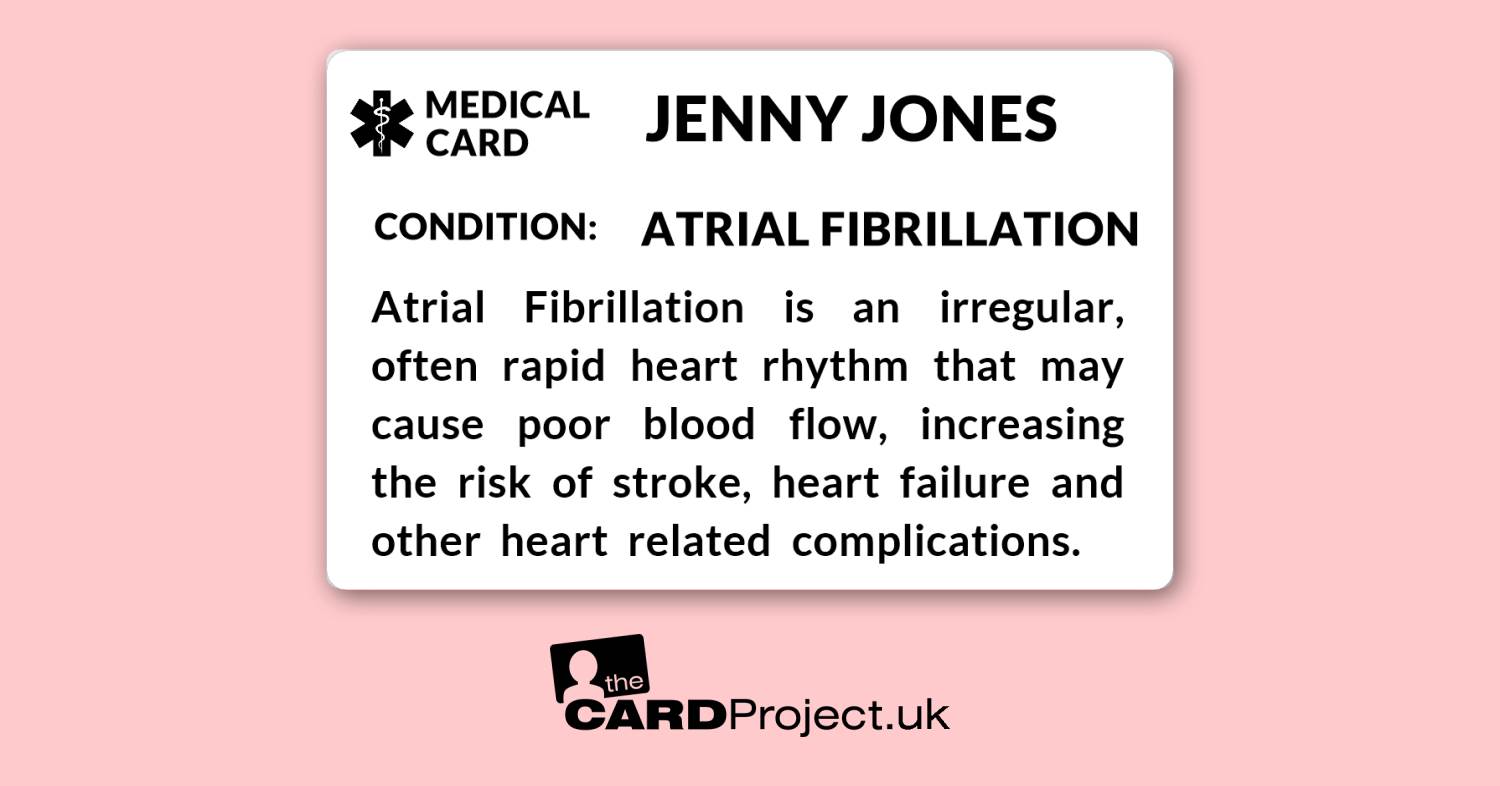 Atrial Fibrillation Mono Medical ID Card (FRONT)